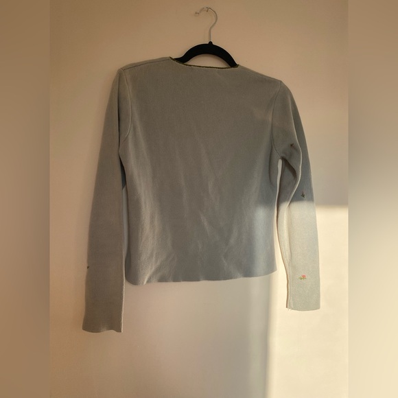 FP Rare Sage Green Embroidered Cropped Cardigan Top - Picture 6 of 7